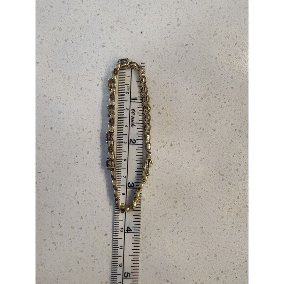 925 Sterling Silver Genuine Multi Gemstone XO link and clasp Bracelet 7 7/8" - Picture 6 of 7